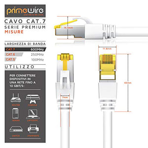 10m Cavo di Rete Cat 7 LAN Ethernet Gigabit 10000 Mbit s - 10,0m bianco - Ilgrandebazar