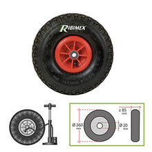Carica l&#39;immagine nel visualizzatore di Gallery, RUOTA RUOTE GONFIABILE PER CARRELLO CUSCINETTO Ø 260 mm