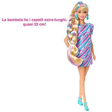 Carica l&#39;immagine nel visualizzatore di Gallery, Barbie - Super Chioma Bambola con abito a stelle, capelli fantasia lunghi 21,6cm, 15 accessori alla moda - 8 con effetto cambia colore, Giocattolo per Bambini 3+ Anni, HCM88