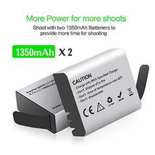 Carica l'immagine nel visualizzatore di Gallery, Action Camera Batteria, 3.7V 1350mAh 4.995Wh ricaricabile Batterie (2 pezzi) con doppio caricatore, compatibile con AKASO EK7000/Dragon Touch/EKEN/Crosstour/Campark/APEMAN/Victure/SJ4000/PG1050