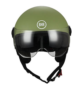 BHR 05254 Casco Moto Demi-Jet Modelo 801 con Linea One, Verde L, Opaco - Ilgrandebazar