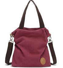 Carica l'immagine nel visualizzatore di Gallery, Myhozee Borsa Donna, Borse a Mano Tela Tracolla a Vino Rosso