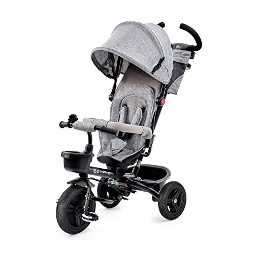 Kinderkraft Triciclo AVEO, Bici, Passeggino con Maniglione, Grigio