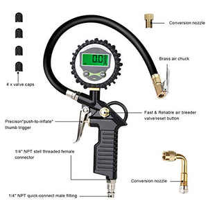 URAQT Manometro Digitale Pressione, Pressione Gomme Pneumatici LCD... - Ilgrandebazar