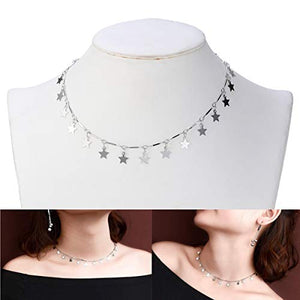 Fenical Collana girocollo di colore argento con catena choker donne boho... - Ilgrandebazar