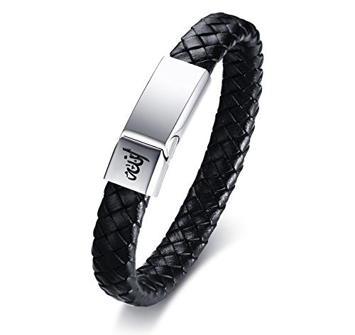 Vnox Bracciale in vera pelle da uomo acciaio inossidabile musulmano Islam... - Ilgrandebazar