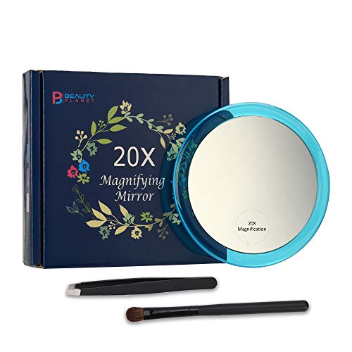 Specchio Trucco Ingrandimento 20X con 3 Ventose, Rotondi 4 Pollici,per Blue - Ilgrandebazar