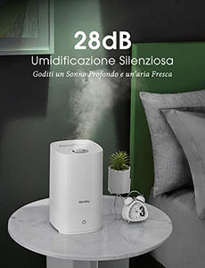 Homasy Umidificatore 4,5 L, Ultrasuoni a Riempimento Bianco