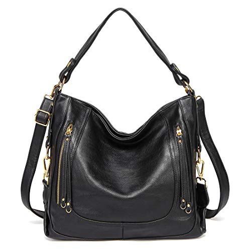 Kasgo Borsa Donna, Grande Borse Tracolla Pelle PU a Spalla Moda Nero