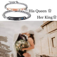 Carica l&#39;immagine nel visualizzatore di Gallery, JewelryWe 2pcs Bracciali di Amanti Coppie His Queen Her King, Zirconi Black - Ilgrandebazar