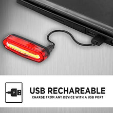 Carica l&#39;immagine nel visualizzatore di Gallery, OUNDEAL Luce Posteriore Bicicletta, per Bicicletta USB Ricaricabile,...