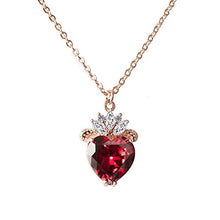 Carica l'immagine nel visualizzatore di Gallery, Collana con ciondolo a forma di cuore rosso rubino per San Valentino, regalo... - Ilgrandebazar