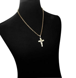 sailimue Gioielli Collana in Acciaio Inossidabile Uomo Croce Gold-tone