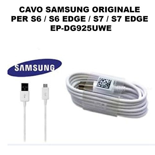 Cavo Cavetto Originale Samsung Micro USB EP-DG925UWE Bianco 1,2MT Galaxy S6... - Ilgrandebazar