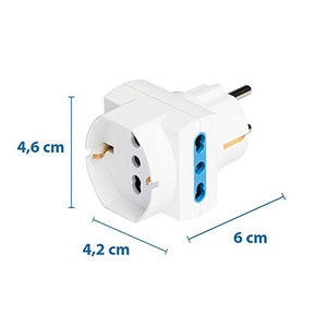 Poly Pool PP2351 Adattatore Triplo con 2 Prese Bivalenti, 1 Presa Bianco - Ilgrandebazar