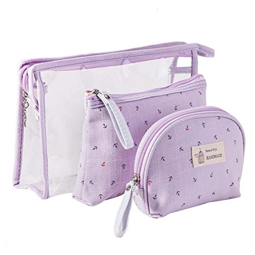 3 SET Impermeabile Beauty Case da Viaggio Borsetta Moda Anchor, Viola - Ilgrandebazar