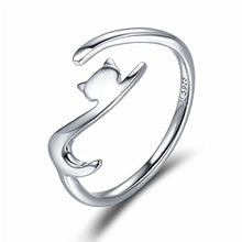 Carica l&#39;immagine nel visualizzatore di Gallery, Anello in argento sterling 925 di Qings, Regolabile Aperto Gatto Stile... - Ilgrandebazar
