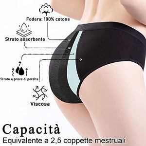 FOTOOL Mutande Mestruali Assorbenti = 4 tamponi Donna Cotone Slip Ciclo Protettive Periodico Intima Mestruale Ecologico con 4 Strati Anti perdite Lavabili (1 Pack,M)