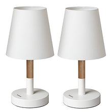 Carica l'immagine nel visualizzatore di Gallery, Tomons (Pacco da 2) Lampada comodino con paralume in tela, Bianco - Ilgrandebazar