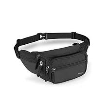 Carica l'immagine nel visualizzatore di Gallery, ProCase Marsupio Uomo Grande con 6 Tasche, Waist Fanny Pack Bag in Nylon Nero