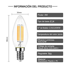 Carica l&#39;immagine nel visualizzatore di Gallery, EXTRASTAR Filamento LED E14, 4W Equivalenti a 35W, C35 E14 3000K-12 Pezzi - Ilgrandebazar
