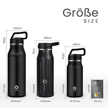 Carica l&#39;immagine nel visualizzatore di Gallery, Fjbottle Borraccia Termica in Acciaio Inox Sport, 600ML/950ML/1200ML Bottiglia Termica Senza BPA - Senza Perdite Borracce per Scuola, Palestra, Sport, Yoga, Ciclismo
