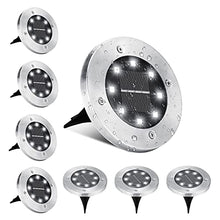 Carica l'immagine nel visualizzatore di Gallery, BrizLabs Luci Solari Giardino Esterno, 8 LEDs Luce Sepolta Lampada Solare da Esterno Faretti Led Solari Impermeabile IP65 Luci Terra Giardino per Prato Vialetto Scala Paesaggio, Bianco Freddo 8 Pezzi