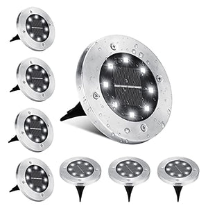 SunTop 4 Pezzi Lampada Solare Da Terra Per Giardino,8 LEDs Luce Sepolta Solare LED Lampade