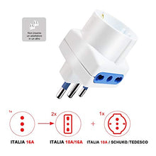 Carica l'immagine nel visualizzatore di Gallery, EXTRASTAR Set 4 Adattatori 3 Posti 1 Schuko + 2 tripla presa-4 Pezzi, Bianco