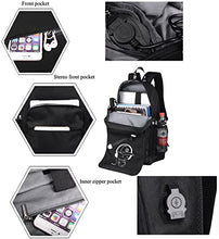 Carica l'immagine nel visualizzatore di Gallery, Hjkiopc Zaino per la scuola,con porta di ricarica USB,con serratura,luminoso,per computer portatile,borsa a tracolla in tela per ragazze,ragazzi,adolescenti, zaino all'aperto(Nero)