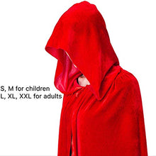 Carica l'immagine nel visualizzatore di Gallery, Unisex Mantello con cappuccio, Lunghezza intera Velluto d'oro XL, Rosso - Ilgrandebazar