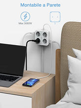 Carica l&#39;immagine nel visualizzatore di Gallery, TESSAN Ciabatta Multipresa con USB, Multipresa Elettrica con 4 Schuko e 4 Bivalenti 10A/16A, Ciabatta Multipresa con 3 USB e Interruttore Bipolare, Multipresa con Cavo 2M e Spina 16A, 3680W