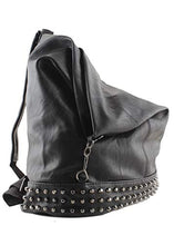 Carica l&#39;immagine nel visualizzatore di Gallery, Zaino Donna con Borchie in Pelle pu a Sacco Nero, Zainetto Borchiato per Nero