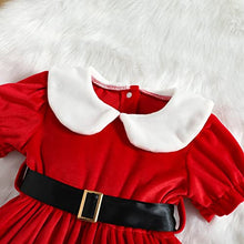 Carica l'immagine nel visualizzatore di Gallery, Loalirando Completo Bambina Invernale Abito di Natale Bambina Neonata Natalizio Vestiti Bambina Invernali con Cintura+Cappello di Natale per Bambini (Rosso, 6-12 Mesi)