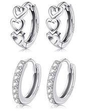 Carica l'immagine nel visualizzatore di Gallery, Milacolato 2pairs Argento sterling Orecchino a cerchio piccolo per donna... - Ilgrandebazar