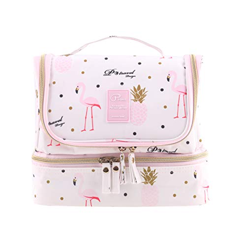 Tuscall Beauty Case da Viaggio appendere Borsa Toilette - Pink Flamingo