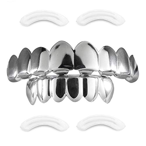 Gioielli dentali placcati in oro bianco 24 carati, 8 denti per arcata... - Ilgrandebazar