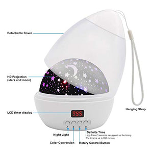 Lampada Proiettore Stelle con Timer, Luce Notturna per Bambini 4 Bianco