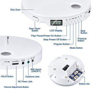 Gueray Lettore CD Portatile HiFi Classic Personal Discman con Cuffia...
