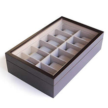 Carica l'immagine nel visualizzatore di Gallery, Custodia per Orologi in Legno Color Caffè con Coperchio Vetro 12 Espresso - Ilgrandebazar
