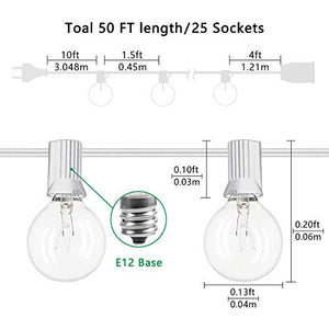 Catene luminose Esterno,G40 50FT 27 lampadine luci all'aperto Della Corda...