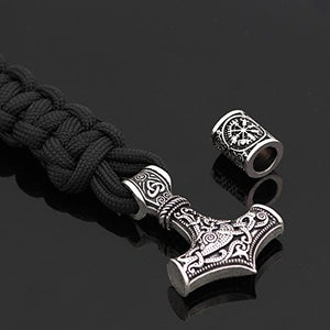 Black Paracord con martello di Thor Rune nodo amuleto Mjolnir esterna in... - Ilgrandebazar