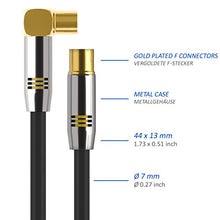 Carica l'immagine nel visualizzatore di Gallery, deleyCON 2m Cavo Antenna TV HDTV Full HD - 1x Angolato 2 metri, Nero - Ilgrandebazar