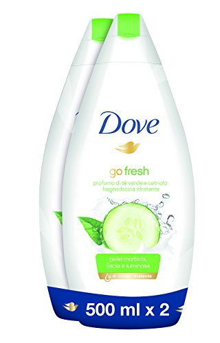 Dove Bagnoschiuma Go Fresh, Profumo di Tè Verde e Cetriolo - Pacco da 2 x...