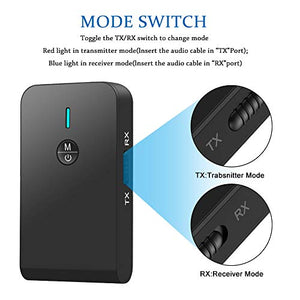 Trasmettitore Ricevitore Bluetooth 5.0, 2 in 1 Adattatore Nero