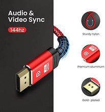 Carica l'immagine nel visualizzatore di Gallery, Cavo DisplayPort 4K, ALCLAP DP 144Hz Alta 2m, Rosso