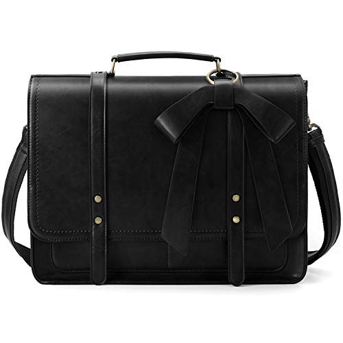 ECOSUSI 15.6 Pollici Laptop Borsa Grande Messenger in Pelle Pu Vintage Nero