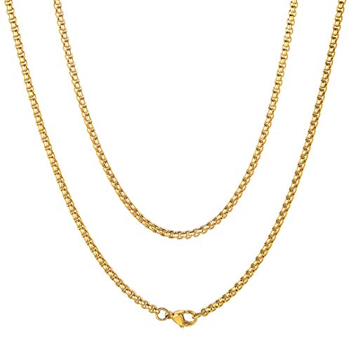 ChainsHouse 3-6mm 18-30 in Square Rolo Acciaio A. Oro 18 Carati (3 Mm) - Ilgrandebazar