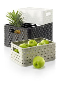 Rotho Contenitore Country Box, Effetto Rattan, Bianco box A4 / 18 L,