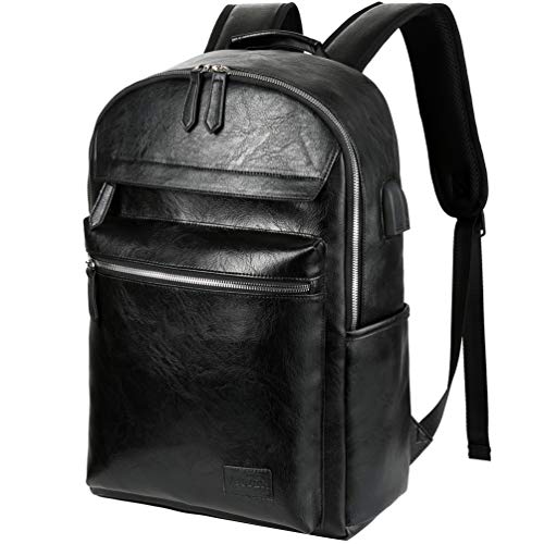 Vbiger Zaino Uomo Porta PC Scuola Pelle Lavoro Nero